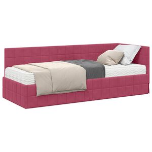 vidaXL Cadru de pat colțar cu saltea 2 buc. Roșu Vin 80 x 200 cm