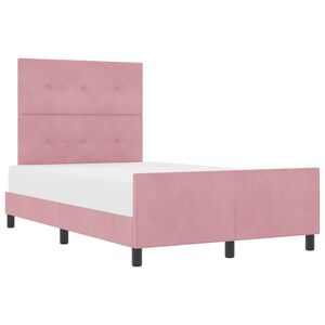 vidaXL Pat cu arcuri cu headboard Roz 120 x 190 cm Catifea