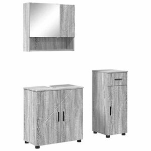 vidaXL Set de mobilier pentru baie cu sertar cu ușă 3 pcs Gri Sonoma