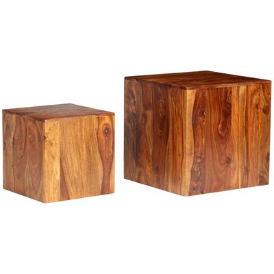 vidaXL Set masă de cafea, 2 piese, lemn masiv de sheesham, 40x40x40 cm