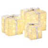 vidaXL Cutie de cadou de Crăciun iluminată 3 buc. 64 LED-uri Alb cald