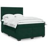 vidaXL Pat box spring cu saltea, verde &icirc;nchis, 140x190 cm, catifea
