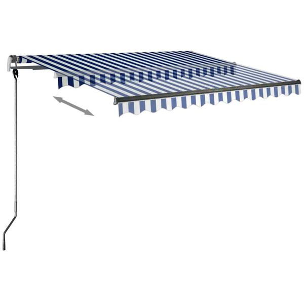 vidaXL Copertină retractabilă manual cu LED, albastru&alb, 350x250 cm