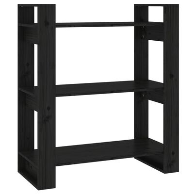vidaXL Bibliotecă/Separator cameră, negru, 80x35x91 cm, lemn masiv pin