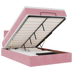 vidaXL Cadru de pat otoman cu saltea, catifea roz 120x200cm