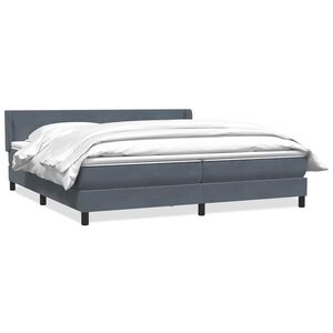 vidaXL Pat box spring cu saltea, gri &icirc;nchis, 180x210 cm, catifea