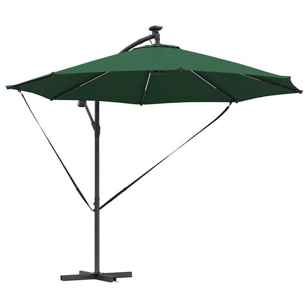 vidaXL Parasol banana cu brațe Verde 294 x 294 x 248 cm