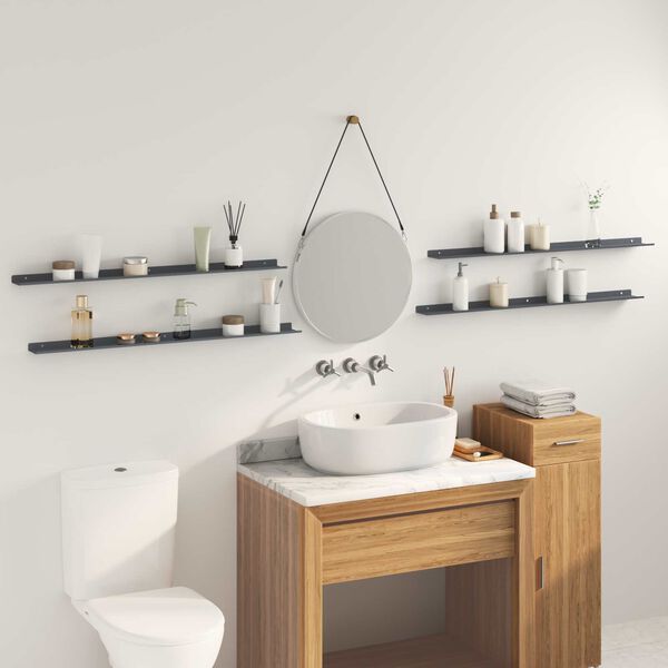 vidaXL Raft suspendat Pe perete 4 pcs Antracit 100 x 9 x 2,5 cm Oțel