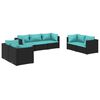 vidaXL Set mobilier de grădină cu perne, 7 piese, negru, poliratan
