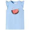 vidaXL Tricou pentru copii cu m&acirc;neci cu volane, albastru deschis, 128