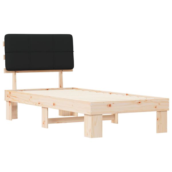 vidaXL Cadru de pat cu tăblie tapițată cu headboard Negru 90 x 200 cm