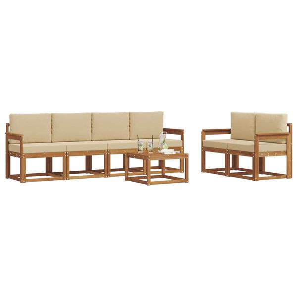 vidaXL Set de canapele de exterior cu pernă 7 pcs Natural și Bej