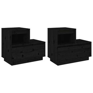 vidaXL Noptiere, 2 buc, negru, 60x34x51 cm, lemn masiv de pin