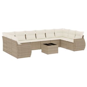 vidaXL Set canapele de grădină cu perne, 11 piese, bej, poliratan