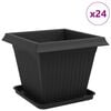vidaXL Ghivece pentru plante 24 pcs Negru 38 x 38 x 30 cm Plastic
