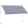 vidaXL Copertină retractabilă manual, dungi albastru și alb, 400 cm