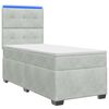 vidaXL Pat box spring cu saltea și LED Gri deschis 90 x 190 cm Catifea