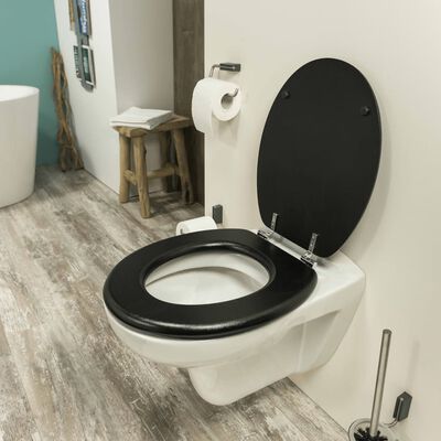 Tiger Capac de toaletă Leatherlook, negru, MDF, 252540746