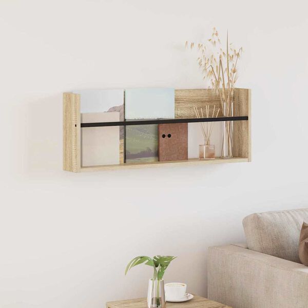 vidaXL Raft pentru reviste Stejar Sonoma 80 x 12 x 30 cm Lemn compozit