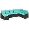 vidaXL Set de canapele pentru grădină cu pernă 8 pcs Negru Rattan poli