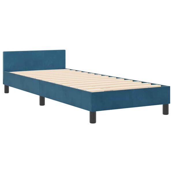 vidaXL Pat cu arcuri cu headboard Albastru &icirc;nchis 80 x 200 cm Catifea