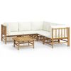 vidaXL Set mobilier de grădină cu perne alb crem, 6 piese, bambus