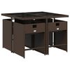 vidaXL Set mobilier de grădină, 5 piese, cu perne, maro, poliratan