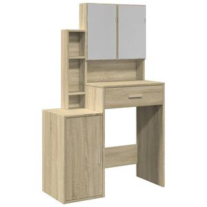 vidaXL Masă de toaletă cu dulap, stejar sonoma, 80x35x132 cm