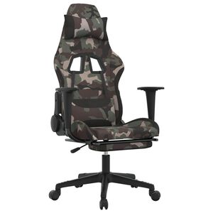 vidaXL Scaun de gaming cu suport picioare, camuflaj și negru, textil