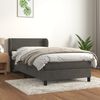 vidaXL Pat box spring cu saltea, gri &icirc;nchis, 90x190 cm, catifea