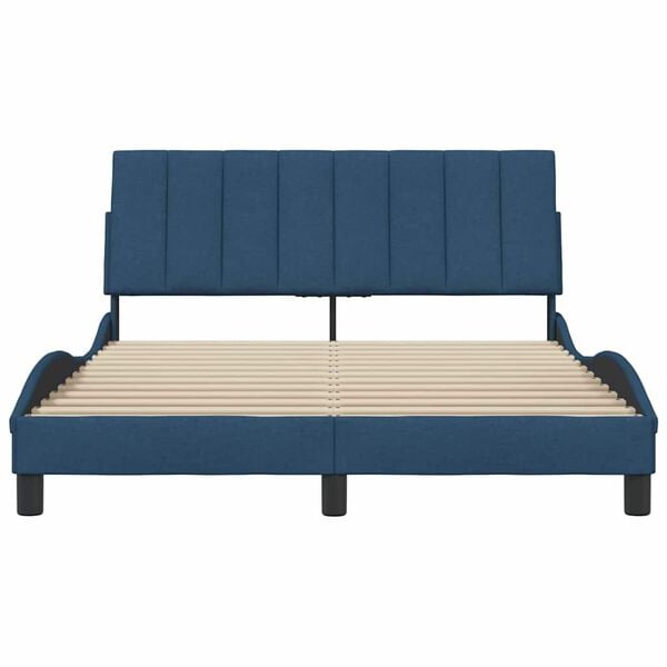 vidaXL Cadru de pat fără saltea, Hanko, albastru, 140x200 cm, textil