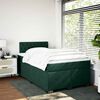 vidaXL Pat box spring cu saltea, verde &icirc;nchis, 120x190 cm, catifea