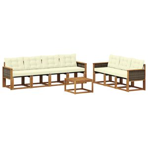 vidaXL Set de canapele de exterior cu pernă 8 pcs Natural și Crem
