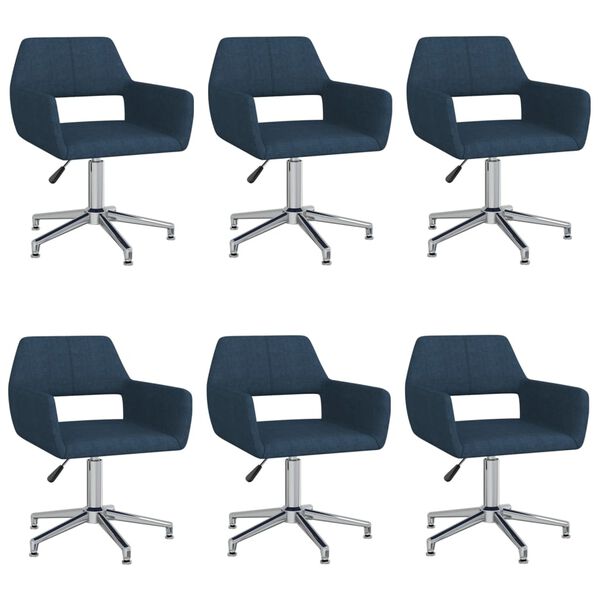 vidaXL Scaune de sufragerie pivotante, 6 buc., albastru, textil