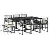 vidaXL Set mobilier de exterior cu perne, 11 piese, negru, poliratan