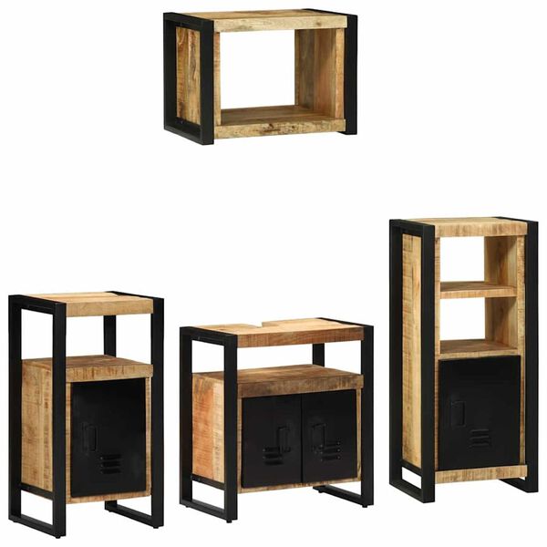 vidaXL Set de mobilier pentru baie 4 pcs Maro Lemn de mango solid
