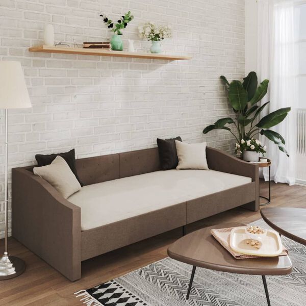 vidaXL Pat de zi, gri taupe, 90x200 cm, textil, USB