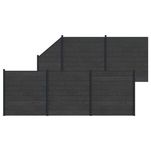 vidaXL Panou de Gardă 6 pcs WPC și Aluminiu Negru