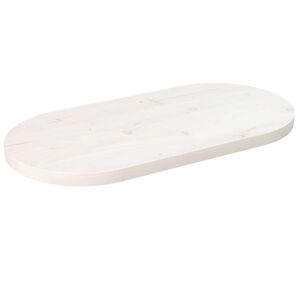 vidaXL Blat de masă, alb, 60x30x2,5 cm, lemn masiv de pin, oval