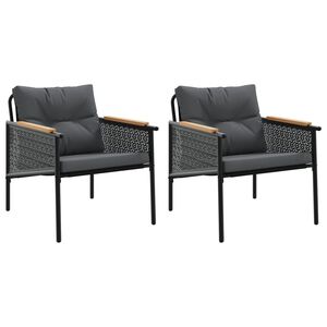 vidaXL Scaune de grădină cu perne, 2 buc., negru, oțel