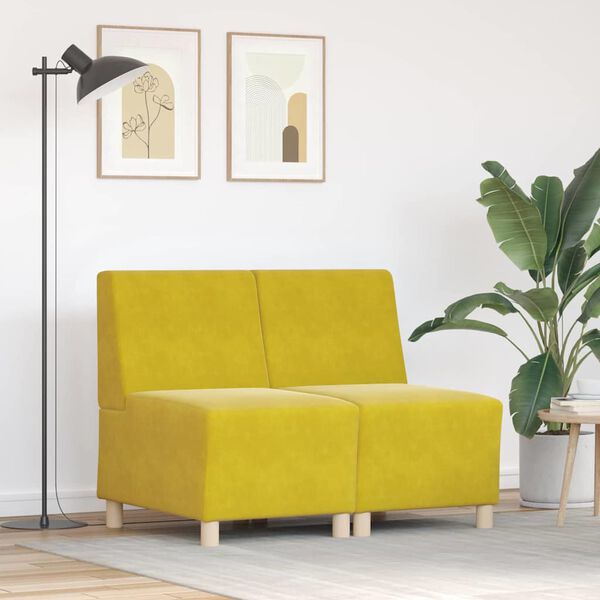 vidaXL Unitate Sofa Modulară Fără Brațe 2 pcs Galben 55 x 74 x 82 cm