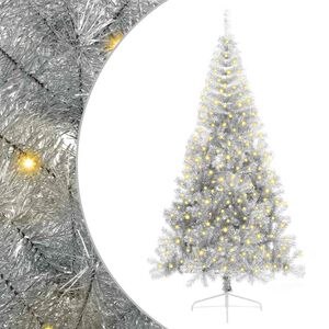vidaXL Pom de Crăciun artificial pre-iluminat Argintiu 210 cm PET