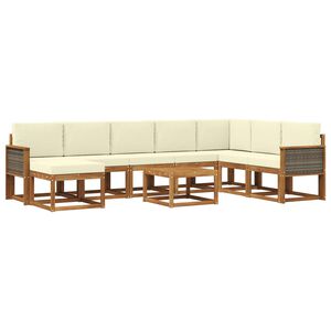 vidaXL Set de canapele de exterior 9 buc. Natural și Crem