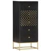 vidaXL Dulap cu sertare, negru și auriu, 45x30x105 cm, lemn de mango