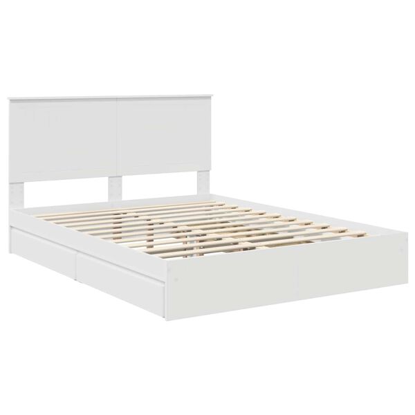 vidaXL Pat cu storage cu headboard Alb 150 x 200 cm Lemn compozit