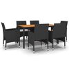 vidaXL Set mobilier de grădină, 7 piese, negru, poliratan