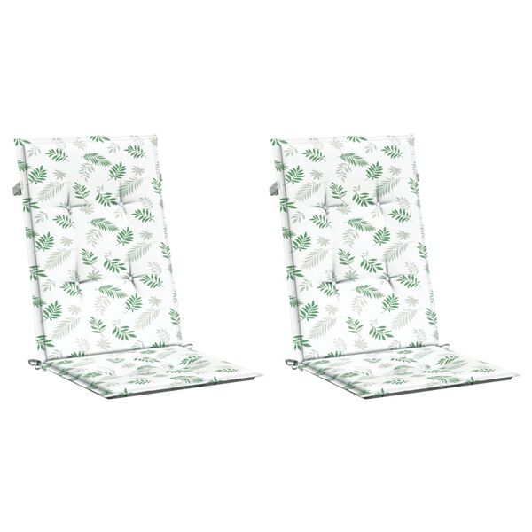 vidaXL Perne de scaun spătar &icirc;nalt, 2 buc., model frunze, textil