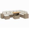 vidaXL Set canapele de grădină, 9 piese, cu perne, bej, poliratan