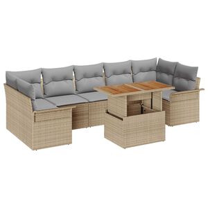 vidaXL Set de canapele pentru grădină 8 pcs Bej Rattan poli