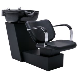 vidaXL Scaun salon șamponare cu lavoar negru, 137x59x82 cm, piele eco